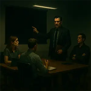 Reunión en una sala con los responsables