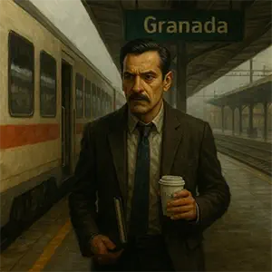 Darío en la estación de tren donde va a resolver el SEO en Granada