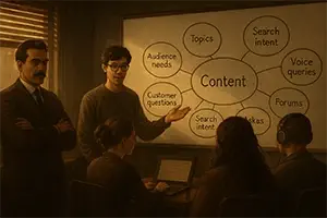 Javier mostrando el mapa de contenidos