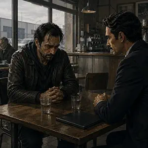 Darío se reúne con El Rata en una cafetería donde el sospechoso comienza a derrumbarse y revelar la verdad