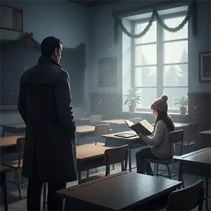 Darío observa a Ana, la alumna de 14 años que se da cuenta que el pavo no es una tradición navideña