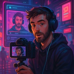 Siluetas pixeladas transmitiendo desde un entorno digital nebuloso y en constante distorsión