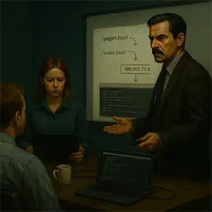 Darío muestra un esquema en la pantalla