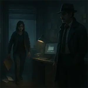 Bea entra nerviosa y se  le cae una carpeta, mientras Darío la observa